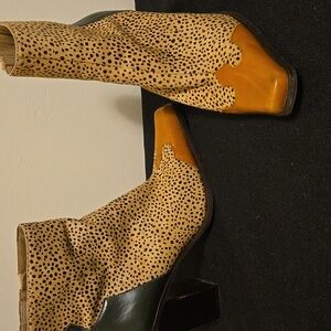 Jeffrey Campbell Ankle Boots - Spotted Tan, Green, and Orange
